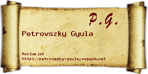 Petrovszky Gyula névjegykártya